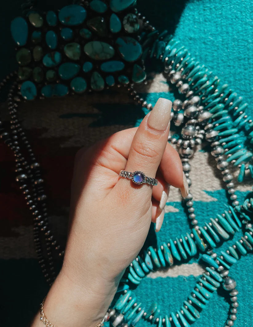 Scarlett Opal Blue Stacker Ring